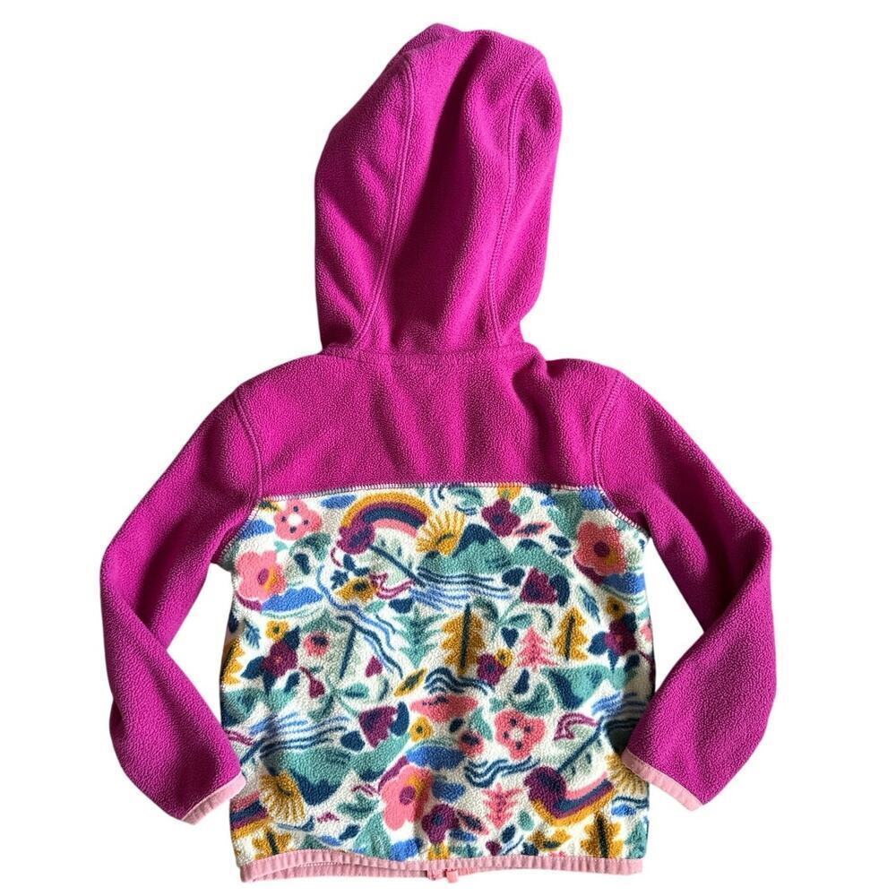 Girls Lands’ End Pink Floral Fleece Hooded Full Zip Jacket Size 2T - Picture 2 of 4